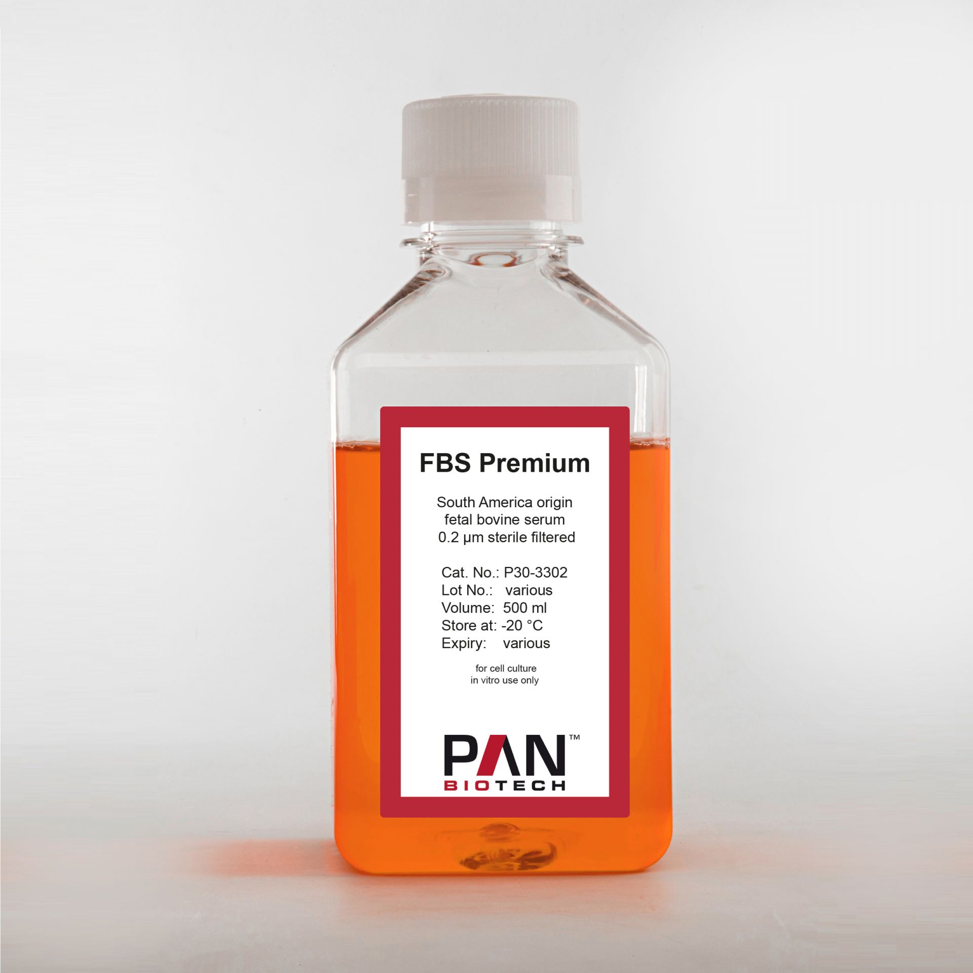 FBS Premium, South America origin, fetal bovine serum, 0.2 µm sterile filtered 货号P30-3302